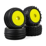 Pro-Line kolo s pneu Edge přední / Step Pin zadní, disk žlutý, Hex 7mm (4): Losi Micro-T