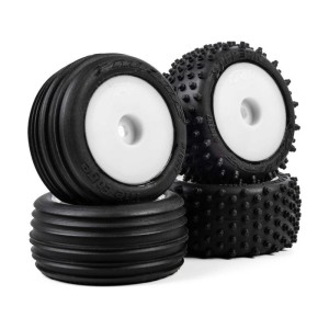 Pro-Line kolo s pneu Edge přední / Step Pin zadní, disk bílý, Hex 7mm (4): Losi Micro-T