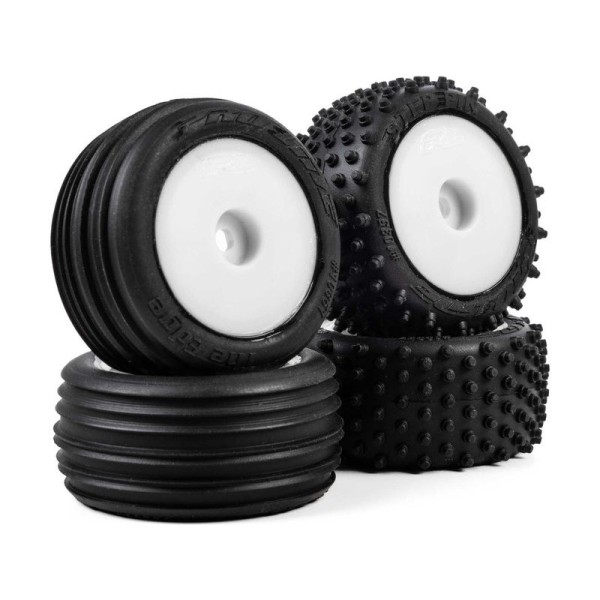 Pro-Line kolo s pneu Edge přední / Step Pin zadní, disk bílý, Hex 7mm (4): Losi Micro-T
